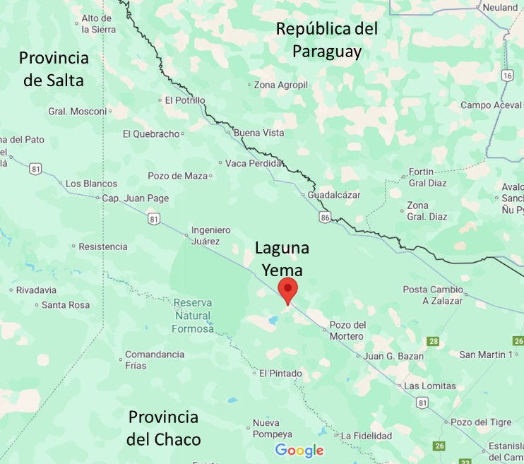 Georeference of CEDEVA, Laguna Yema, Formosa Province, Argentina